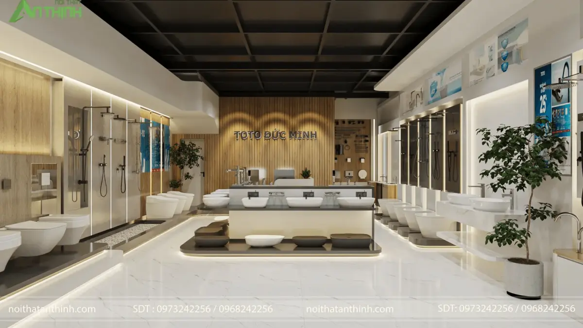 Thiết kế showroom thiết bị vệ sinh TOTO Đức Minh : Không Gian Trưng Bày Đẳng Cấp, Nâng Tầm Thương Hiệu