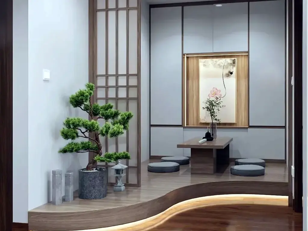 Phối cảnh 3D bục trà căn hộ chị Hải Anh, Vinhomes Ocean Park