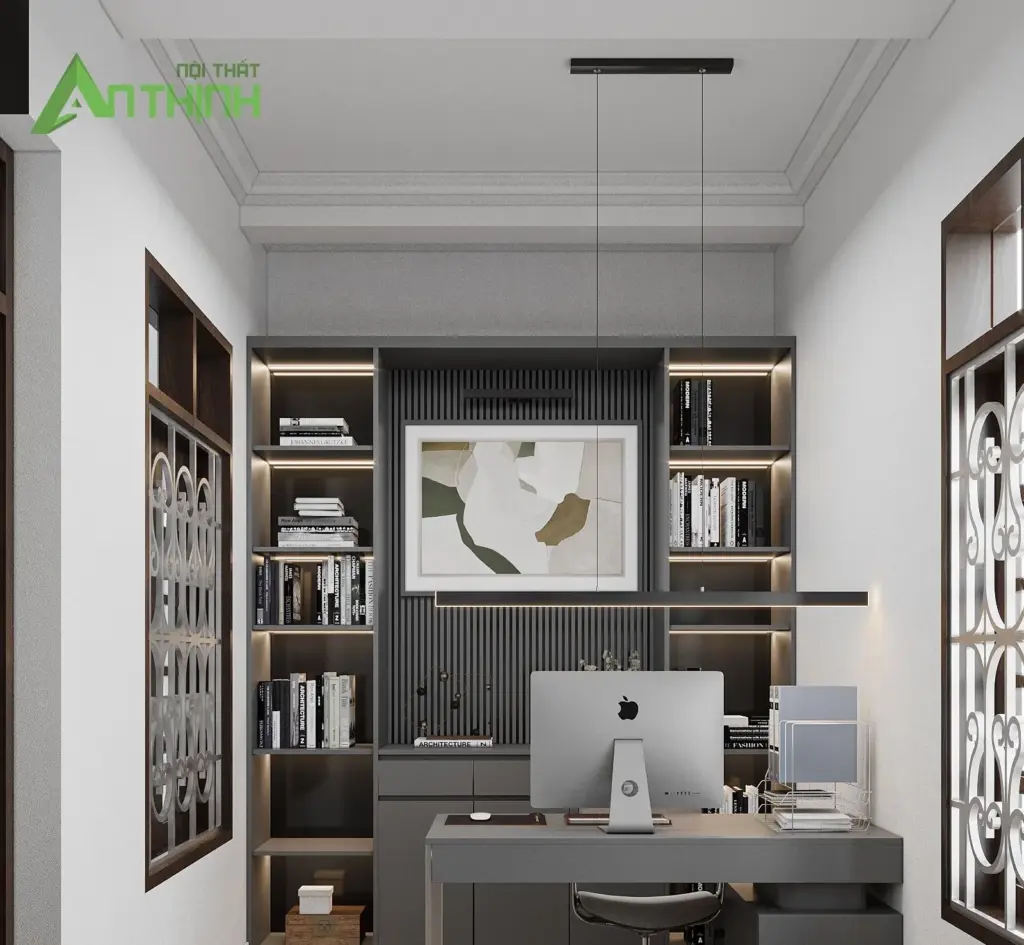 Phối cảnh 3D – Phòng làm việc tông xám than
