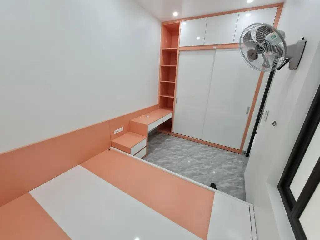 Ảnh thực tế – phòng ngủ con gái tông hồng sau khi thi công