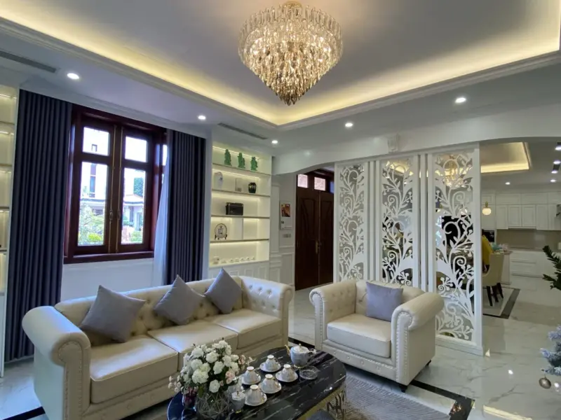 Nội thất tân cổ điển trắng kem nhà em Nam – Đan Tảo, Sóc Sơn