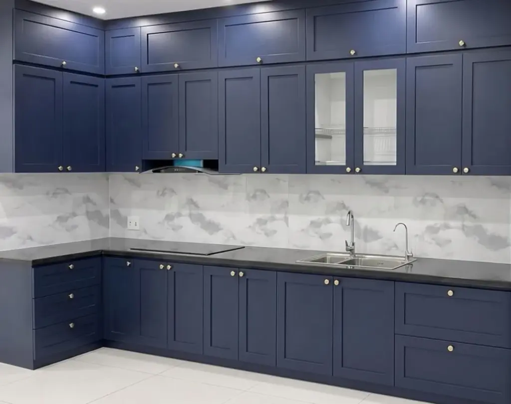 Ảnh thực tế – tủ bếp inox 304 bếp chữ L nhà chú Việt – Phúc Thọ